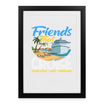Des amis croisent ensemble en voyage de vacances - Affiche encadrée (27 × 37 cm) - noir - Devant