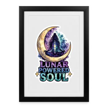 Méditation lunaire, pleine conscience lunaire, spirituel - Affiche encadrée (27 × 37 cm) - noir - Devant