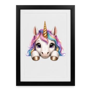 Unicorn with rainbow mane - Framed poster (27 × 37 cm) - black - Front