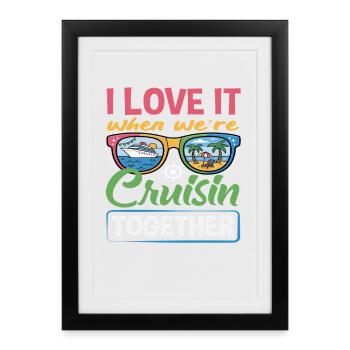 Voyage de vacances avec des lunettes de soleil Cruisin Together - Affiche encadrée (27 × 37 cm) - noir - Devant