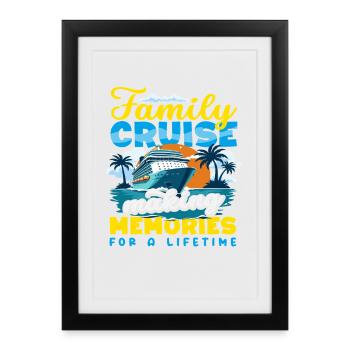 Croisière en famille Souvenirs de vie Kreuzfahrt - Affiche encadrée (27 × 37 cm) - noir - Devant