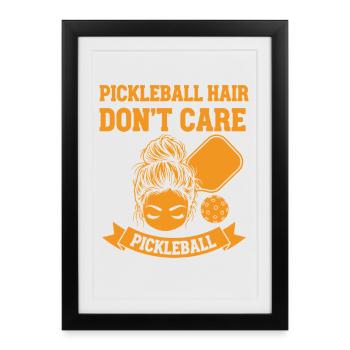 Pickleball Hair Not Care Joueur drôle de pickleball - Affiche encadrée (27 × 37 cm) - noir - Devant