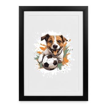 Dogue Allemand Chien Football Sports - Affiche encadrée (27 × 37 cm) - noir - Devant