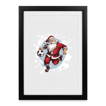Weihnachtsmann Fussball Team - Gerahmtes Poster (27 × 37 cm) - Schwarz - Vorne