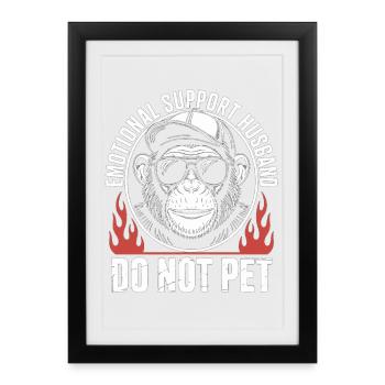 Emotional Support Husband Monkey - Framed poster (27 × 37 cm) - black - Front