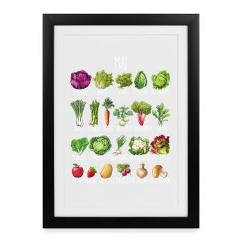 Hobby Garten Mai Obst & Gemüse für grüne Daumen - Gerahmtes Poster (27 × 37 cm) - Schwarz - Vorne