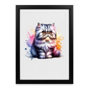 Cadeau du chat persan - Affiche encadrée (27 × 37 cm) - noir - Devant