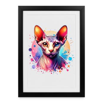 Motif du chat Sphynx - Affiche encadrée (27 × 37 cm) - noir - Devant