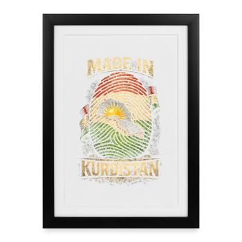 Fabriqué au Kurdistan, kurde, kurde - Affiche encadrée (27 × 37 cm) - noir - Devant
