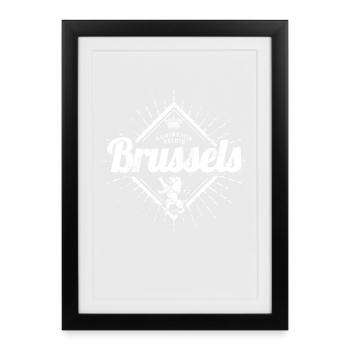 Brüssel in Europa Hauptstadt von Belgien Souvenir - Gerahmtes Poster (27 × 37 cm) - Schwarz - Vorne
