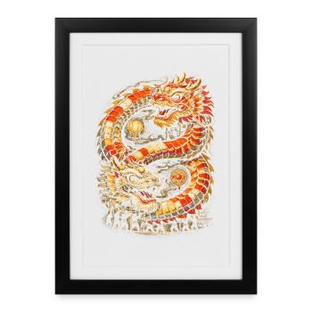 Danse du Dragon Drachentanz - Affiche encadrée (27 × 37 cm) - noir - Devant