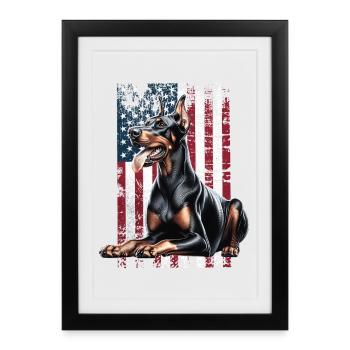 Doberman US Dobermann - Affiche encadrée (27 × 37 cm) - noir - Devant