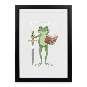 Grenouille de Test de l’Aube : Épée & Livre - Affiche encadrée (27 × 37 cm) - noir - Devant