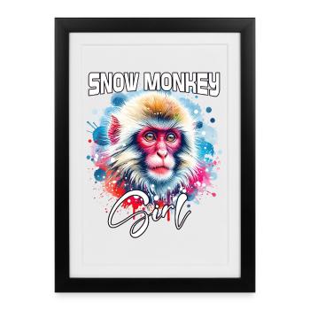 Fille Singe des Neiges Singe des Neiges - Affiche encadrée (27 × 37 cm) - noir - Devant