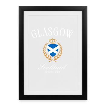 Couronne des armoiries de Glasgow, Écosse, souvenir de voyage - Affiche encadrée (27 × 37 cm) - noir - Devant