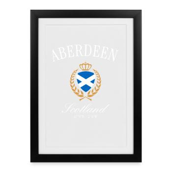 Aberdeen Schottland Wappen Krone – Reise Souvenir - Gerahmtes Poster (27 × 37 cm) - Schwarz - Vorne