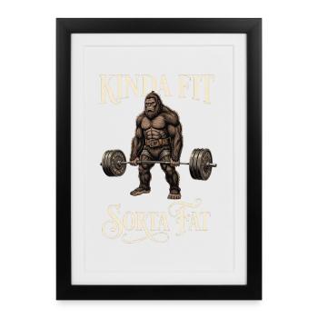 Kinda Fit Sorta Fat Bigfoot Gewichtheben - Gerahmtes Poster (27 × 37 cm) - Schwarz - Vorne
