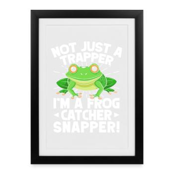 Attrapeur de grenouilles, pas seulement trappeur, grenouille, vivaneau - Affiche encadrée (27 × 37 cm) - noir - Devant