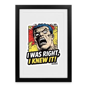 Ich hatte recht, ich kannte es, Comic. - Gerahmtes Poster (27 × 37 cm) - Schwarz - Vorne