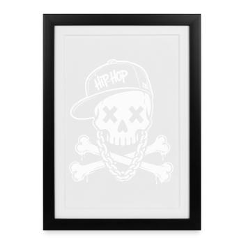 Hip Hop Skull Streetwear Rap Urban Style Shirt - Framed poster (27 × 37 cm) - black - Front