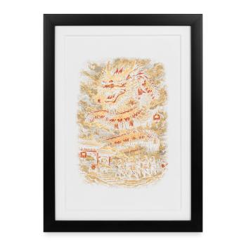 Danse du Dragon Drachentanz - Affiche encadrée (27 × 37 cm) - noir - Devant