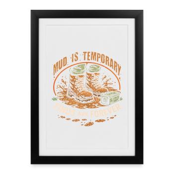 La boue de géocache est temporaire, les découvertes sont éternellement - Affiche encadrée (27 × 37 cm) - noir - Devant
