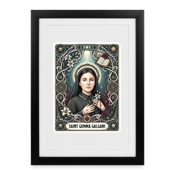 Tarotkarte der Heiligen Gemma Galgani - Gerahmtes Poster (27 × 37 cm) - Schwarz - Vorne