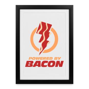 Powered By Bacon Lightning Bolt - Framed poster (27 × 37 cm) - black - Front