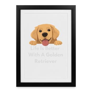 Golden Retriever Joy - Framed poster (27 × 37 cm) - black - Front