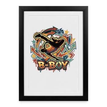 Breakdance B-Boy Streetstyle Graffiti - Framed poster (27 × 37 cm) - black - Front
