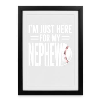 Je suis juste là pour mon neveu au baseball - Affiche encadrée (27 × 37 cm) - noir - Devant