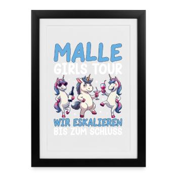 Damen Malle Girls Tour - Gerahmtes Poster (27 × 37 cm) - Schwarz - Vorne