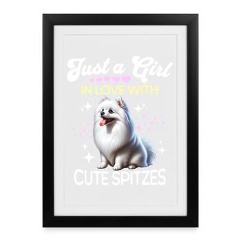 La Fille de Spitz Pomeranian - Affiche encadrée (27 × 37 cm) - noir - Devant