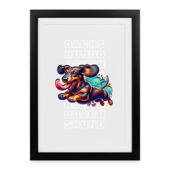 dachshund - Framed poster (27 × 37 cm) - black - Front