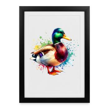 Motif de canard colvert - Affiche encadrée (27 × 37 cm) - noir - Devant