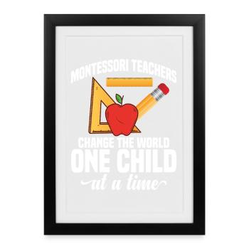 Employé de l’école enseignante Montessori Education - Affiche encadrée (27 × 37 cm) - noir - Devant