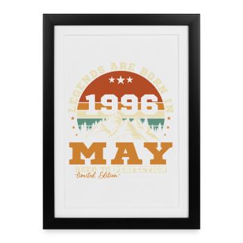 Mai 1996 Vintage Cadeau d'anniversaire - Affiche encadrée (27 × 37 cm) - noir - Devant