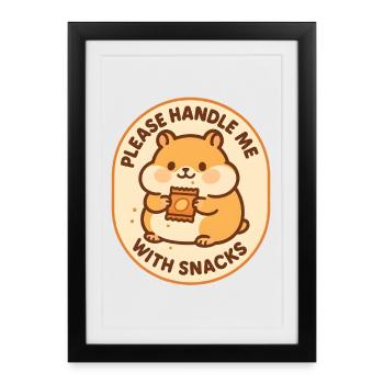 Gâterie avec des encas | Humour de hamster - Affiche encadrée (27 × 37 cm) - noir - Devant