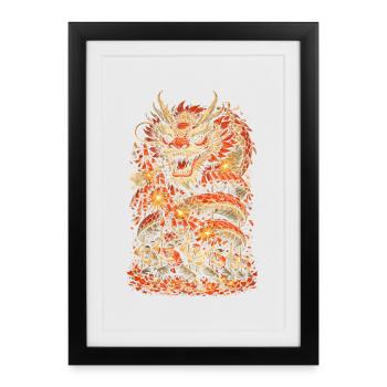 Danse du Dragon Feux d’artifice Danse du Dragon - Affiche encadrée (27 × 37 cm) - noir - Devant