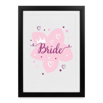 Couronne rose de fleurs de mariée de mariage - Affiche encadrée (27 × 37 cm) - noir - Devant