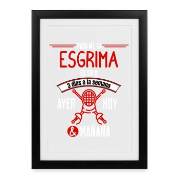 Passion quotidienne de l’escrime - Affiche encadrée (27 × 37 cm) - noir - Devant
