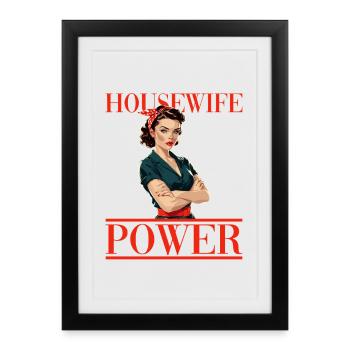 Femme au foyer Pouvoir rétro et stylée force - Affiche encadrée (27 × 37 cm) - noir - Devant