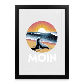 Bonjour Seal Beach Wave Sunrise - Affiche encadrée (27 × 37 cm) - noir - Devant