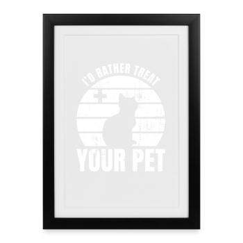 Je préfère traiter les animaux de compagnie - Affiche encadrée (27 × 37 cm) - noir - Devant