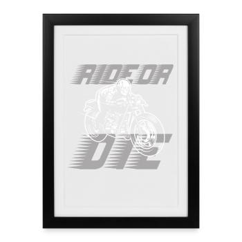 Vitesse de motard squelette à cheval ou à mort - Affiche encadrée (27 × 37 cm) - noir - Devant