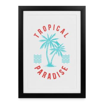 Insigne Retro Palm Tropical Paradise - Affiche encadrée (27 × 37 cm) - noir - Devant