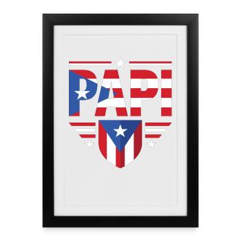 Papa Portorico Père Drapeaux - Affiche encadrée (27 × 37 cm) - noir - Devant
