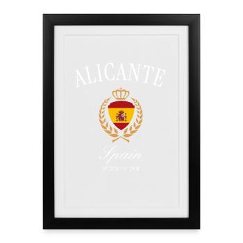 Couronne d’armoiries d’Alicante, Espagne – Souvenir de voyage - Affiche encadrée (27 × 37 cm) - noir - Devant