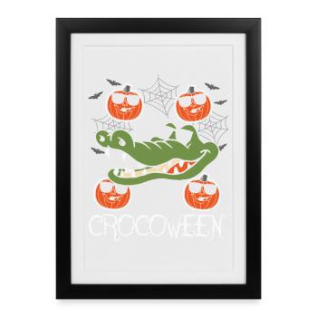 Safari Afrique Faune du Serengeti Crocodile d’Halloween - Affiche encadrée (27 × 37 cm) - noir - Devant