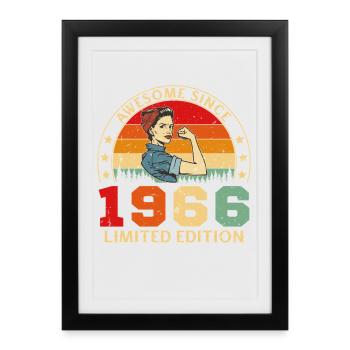 1966 Vintage Rétro Cadeau D'anniversaire - Affiche encadrée (27 × 37 cm) - noir - Devant
